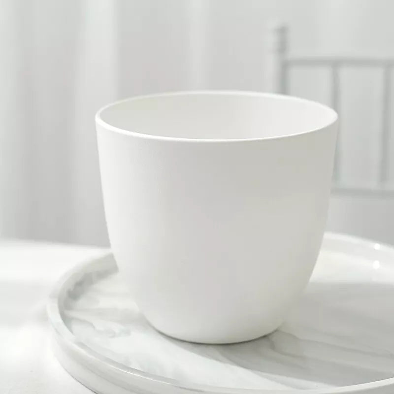 2-Piece 5.5" White Round Plastic Flower Pots