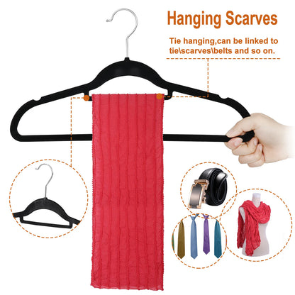 Home Collection Premium Velvet Clothes Hangers with 360° Swivel Hook