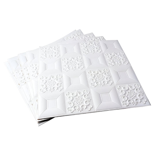 White 3D Self Adhesive Foam Wall Panels