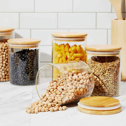 5-Pack Glass Canisters with Bamboo Lids