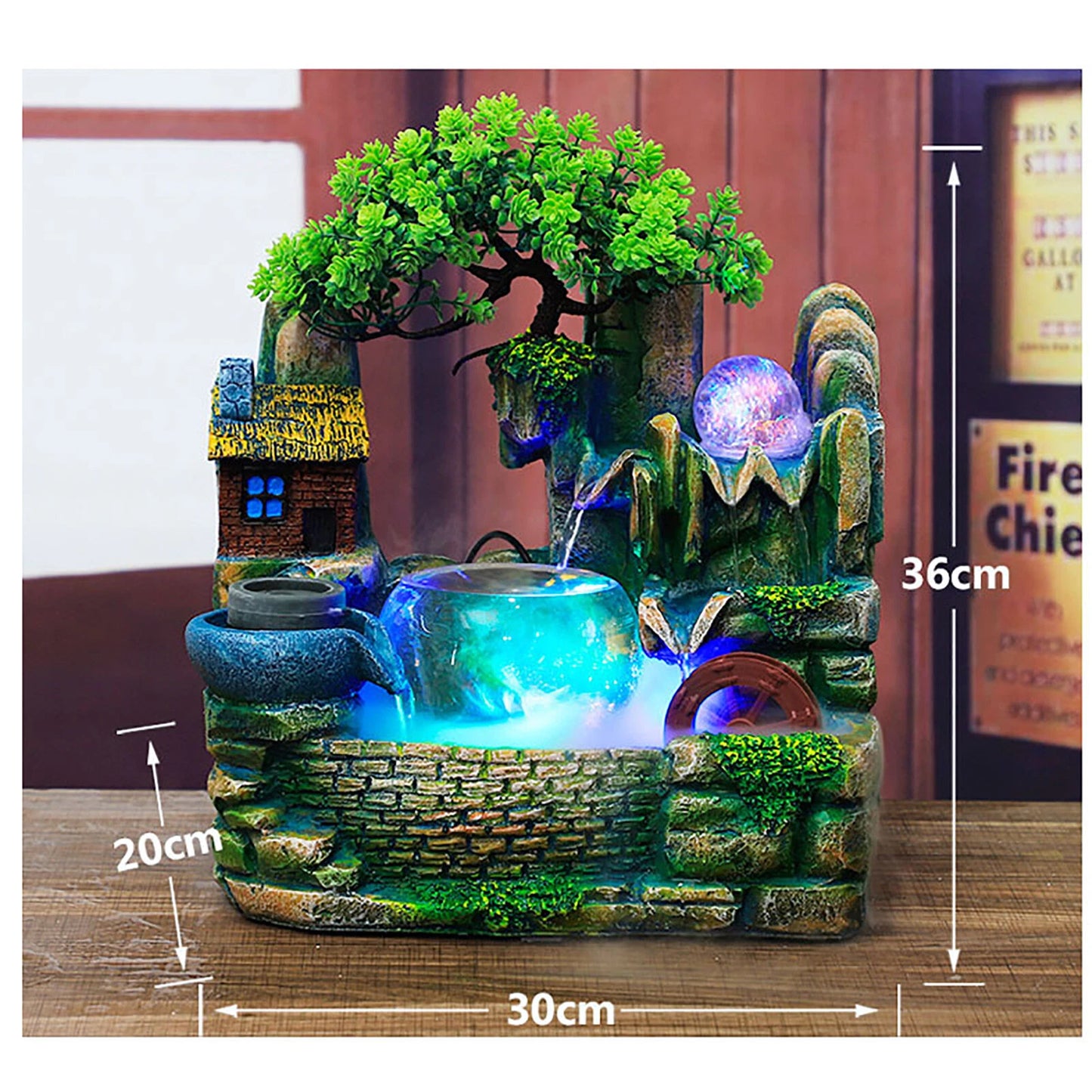 Feng Shui Rockery Waterfall Tabletop Fountain with Crystal Ball