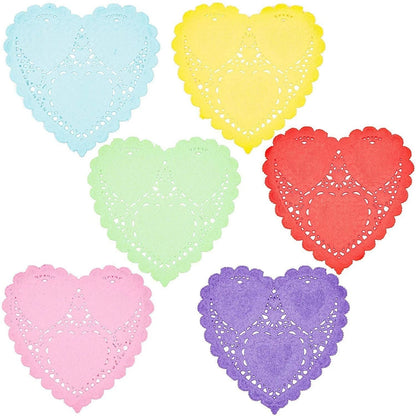 600 Mini Heart Paper Lace Doilies – 4-Inch