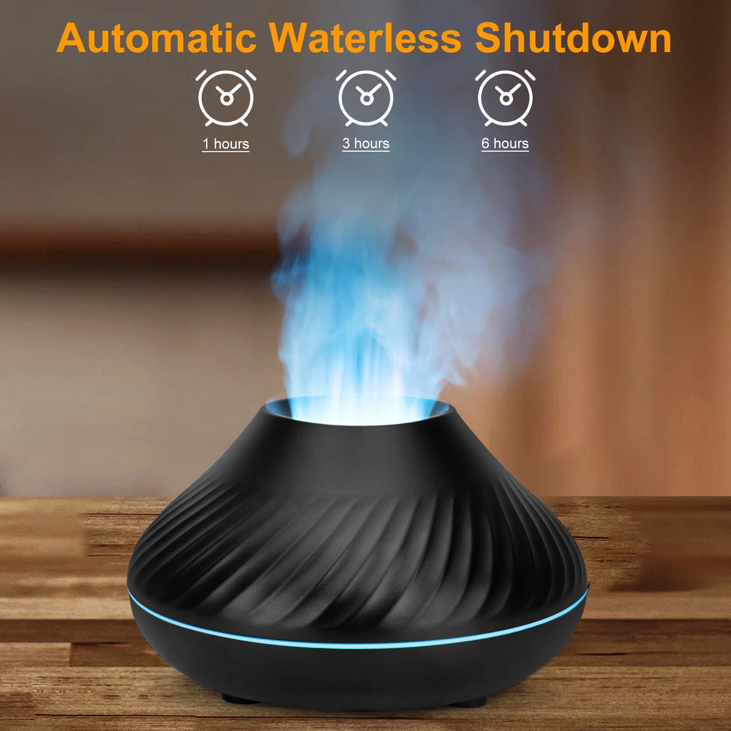 Essential Oil Ultrasonic Humidifier with 7-Color Flame Light