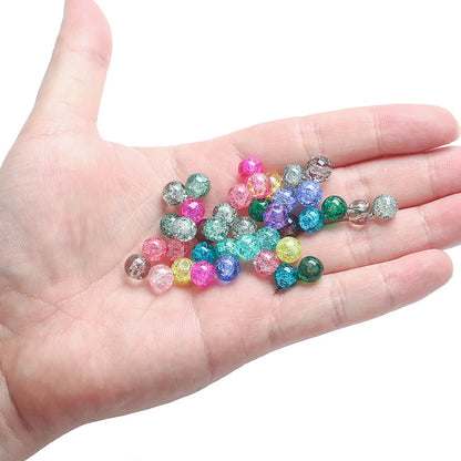 200 Pcs Crackle Glass Loose Beads – 8mm Round Beads