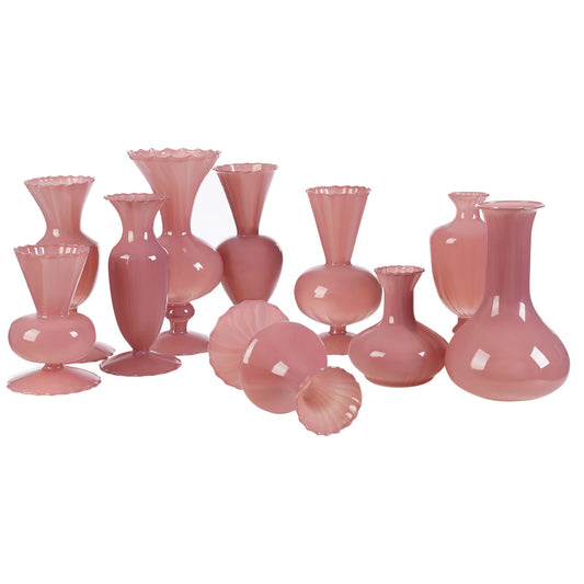 10 Pcs Pink Glass Vase Set