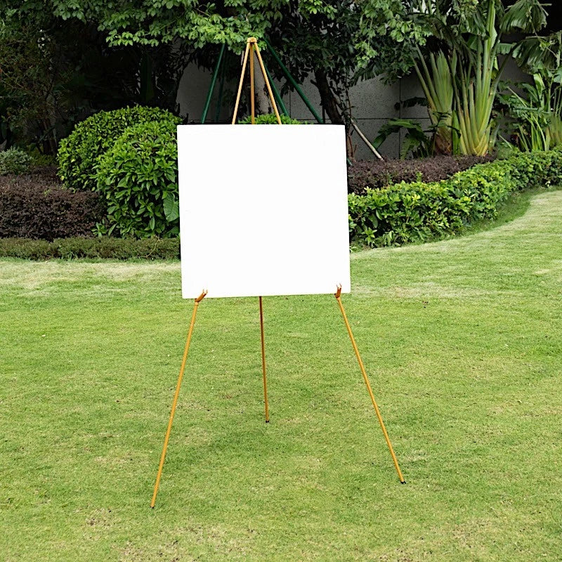 65" Gold Metal Tripod Easel Stand – Collapsible Display Stand with Clip Locks