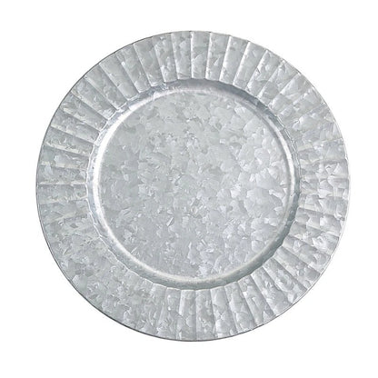 Home Collection 4-Pack 13-Inch Silver Galvanized Charger Plates Ruffled Rim