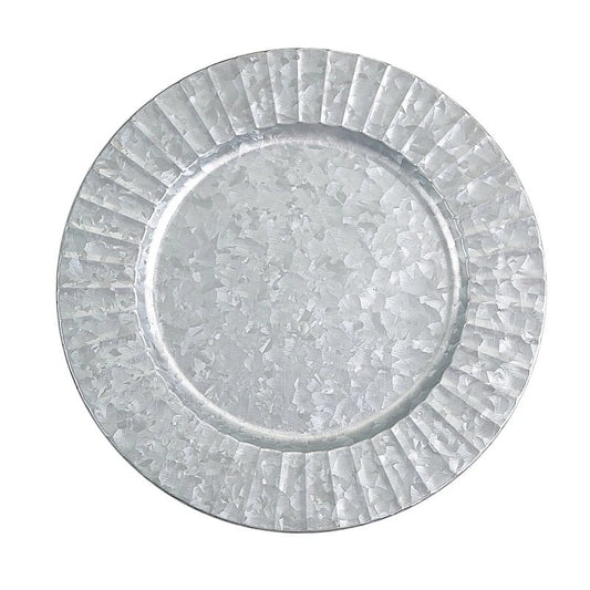 Home Collection 4-Pack 13-Inch Silver Galvanized Charger Plates Ruffled Rim