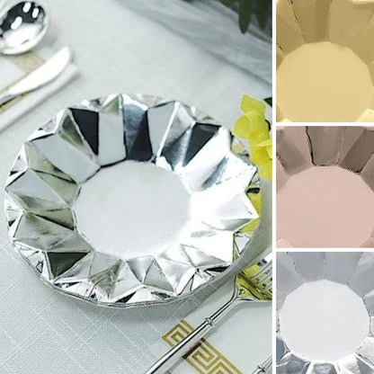 Home Collection 25-Pack 7-Inch Metallic Geometric Disposable Paper Salad Plates