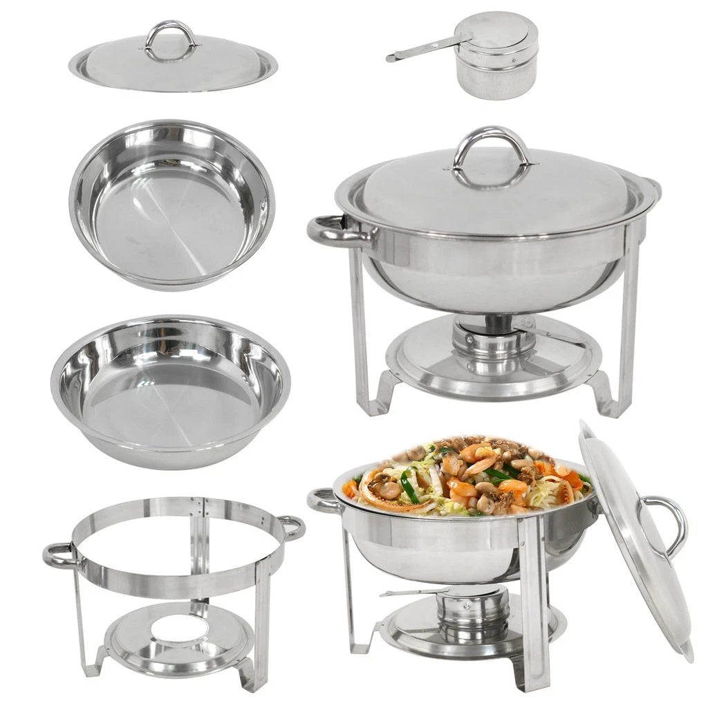 Home Collection 3-Pack 5Qt Stainless Steel Round Chafing Dish Set