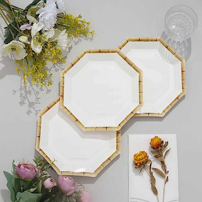 Home Collection 25-Pack White Octagon Disposable Dinner Paper Plates