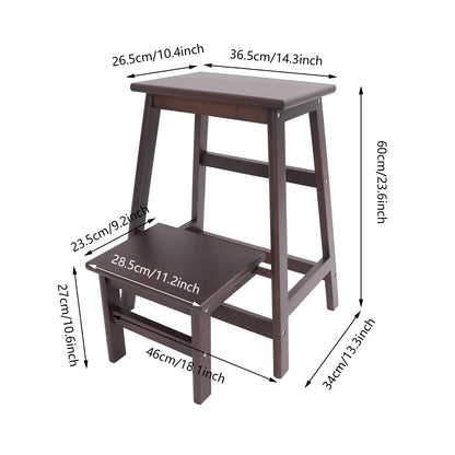 2-Tier Folding Step Stool – Multi-Purpose Wood Ladder and Stool