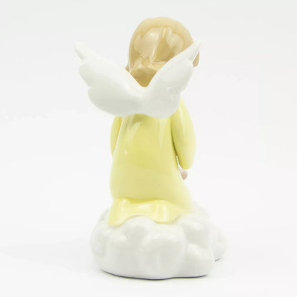 Porcelain Figurine – Little Blonde Angel Having Tea on a Cloud