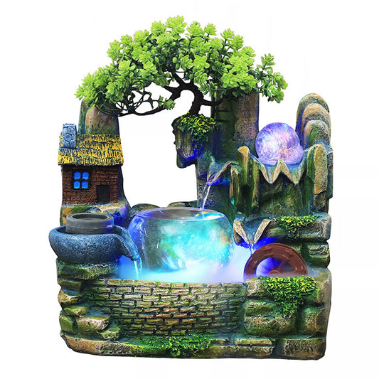 Feng Shui Rockery Waterfall Tabletop Fountain with Crystal Ball