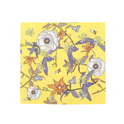 Home Collection 20 Yellow Floral Cocktail Paper Napkins – 13" x 13" Party Table Decorations