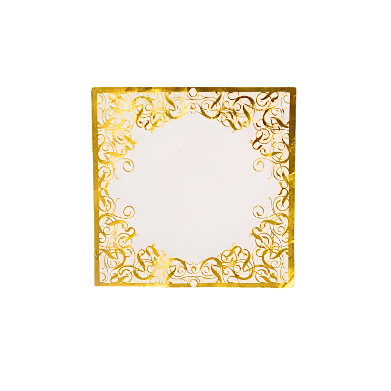 20 Soft 3-Ply White and Gold Dinner Napkins