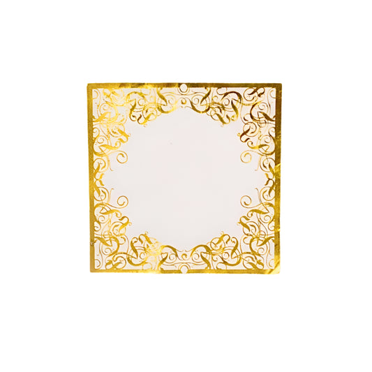 20 Soft 3-Ply White and Gold Dinner Napkins