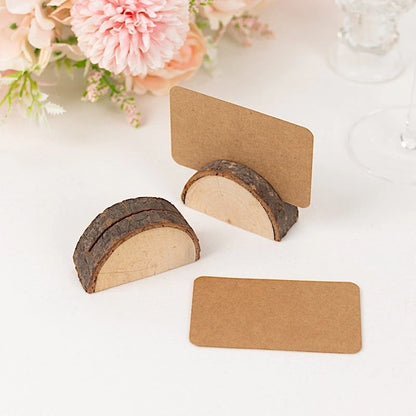 Home Collection 10-Pack Natural Wood Semicircle Table Sign Holders with Place Cards