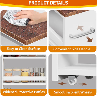 Home Collection 4-Tier Slim Rolling Storage Cart