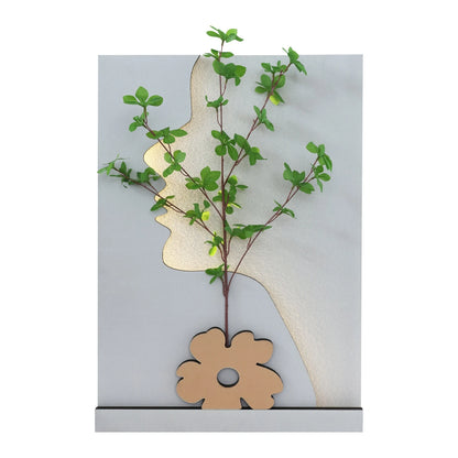Wall-Mounted Sandstone Decor with LED & Simulated Plant