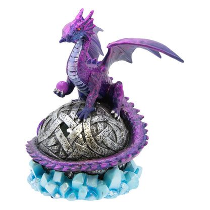 6" Purple Dragon Figurine with Color-Changing LED Orb