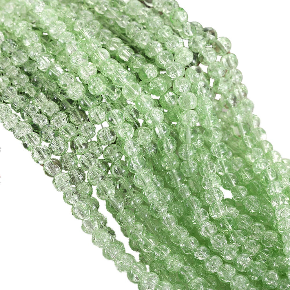 200 Pcs Crackle Glass Loose Beads – 8mm Round Beads