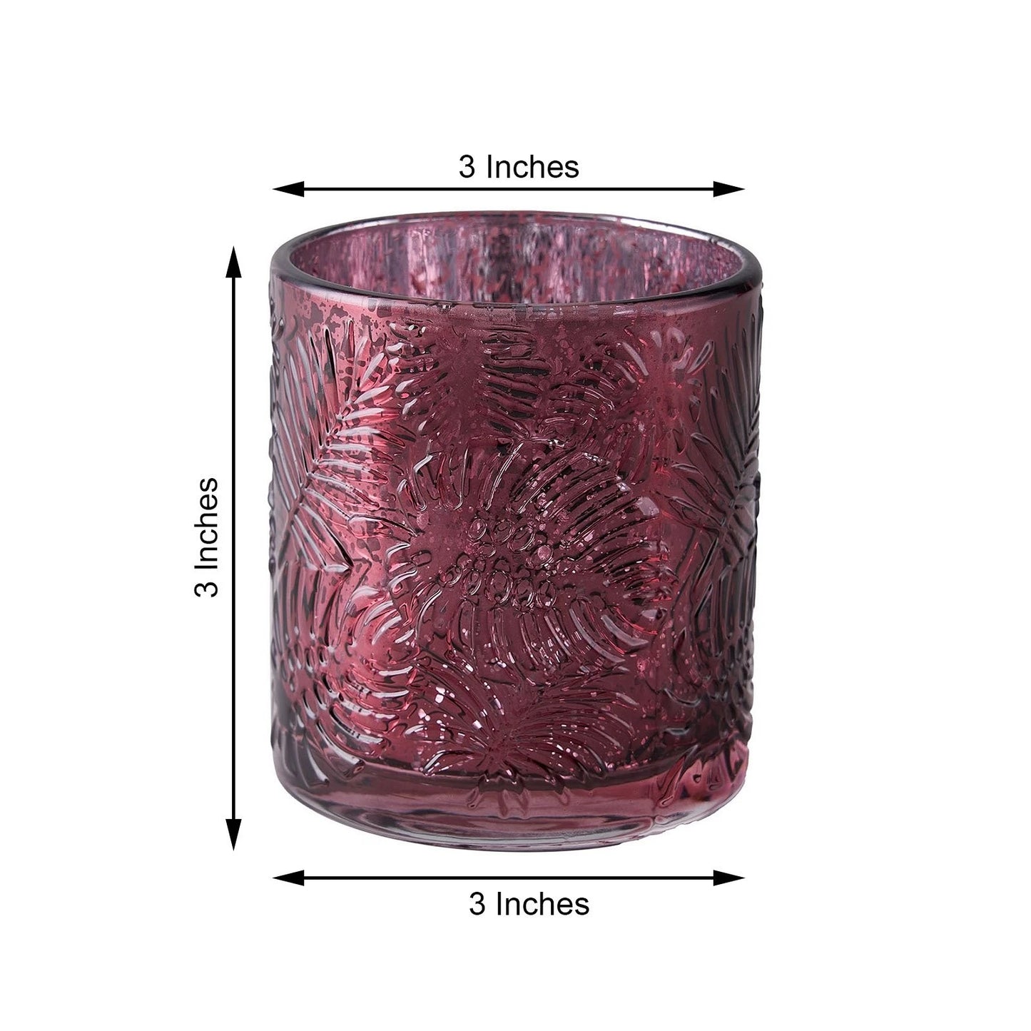 Home Collection 6-Piece 3" Mercury Glass Votive Candle Holders with Leaf Design