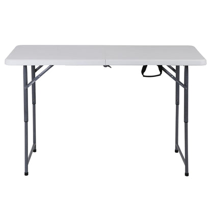4 Ft Plastic Folding Table with Adjustable Height – White