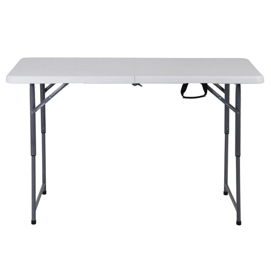 4 Ft Plastic Folding Table with Adjustable Height – White