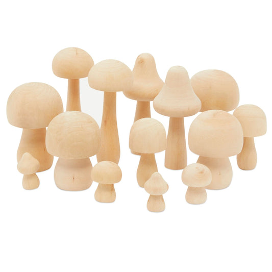 Mini Unfinished Wood Figurines (7 Sizes, 14 Pack)