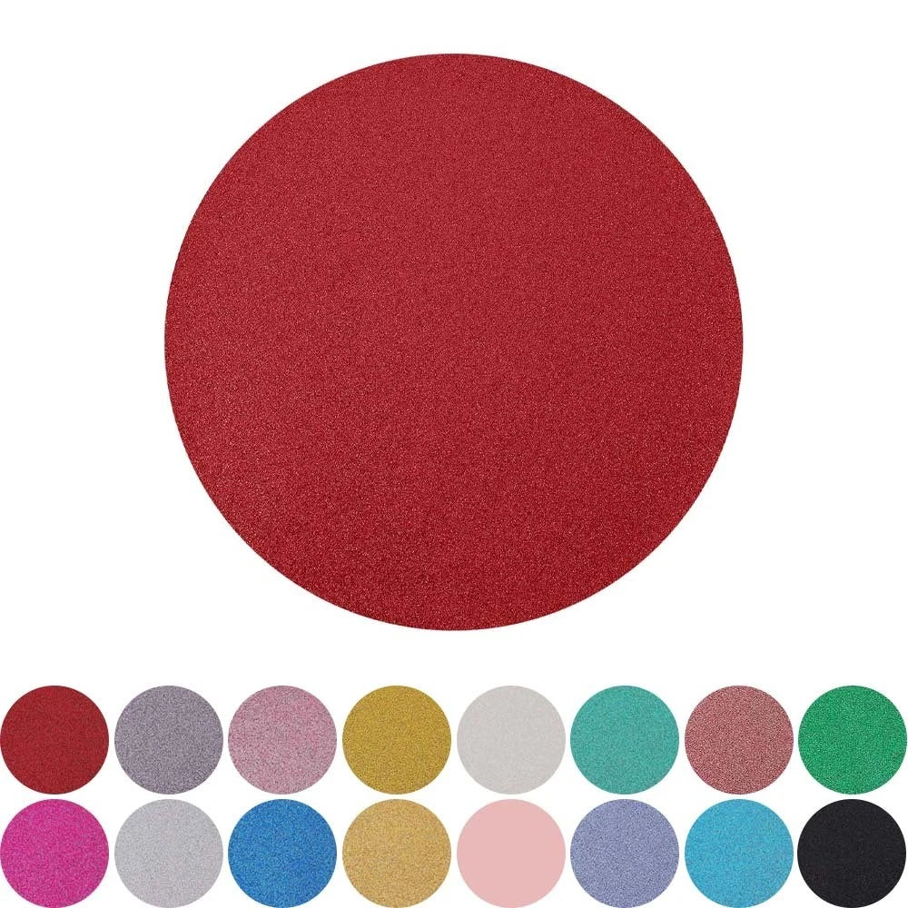 Home Collection Pack of 6 Round Glitter Faux Leather Placemats 13 Inch