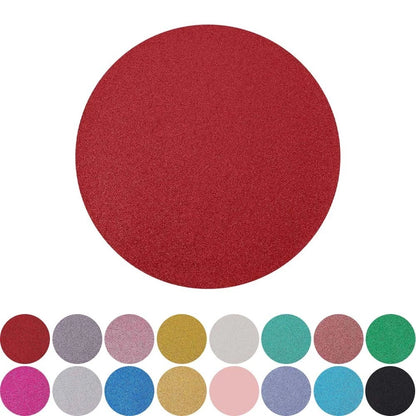 Home Collection Pack of 6 Round Glitter Faux Leather Placemats 13 Inch