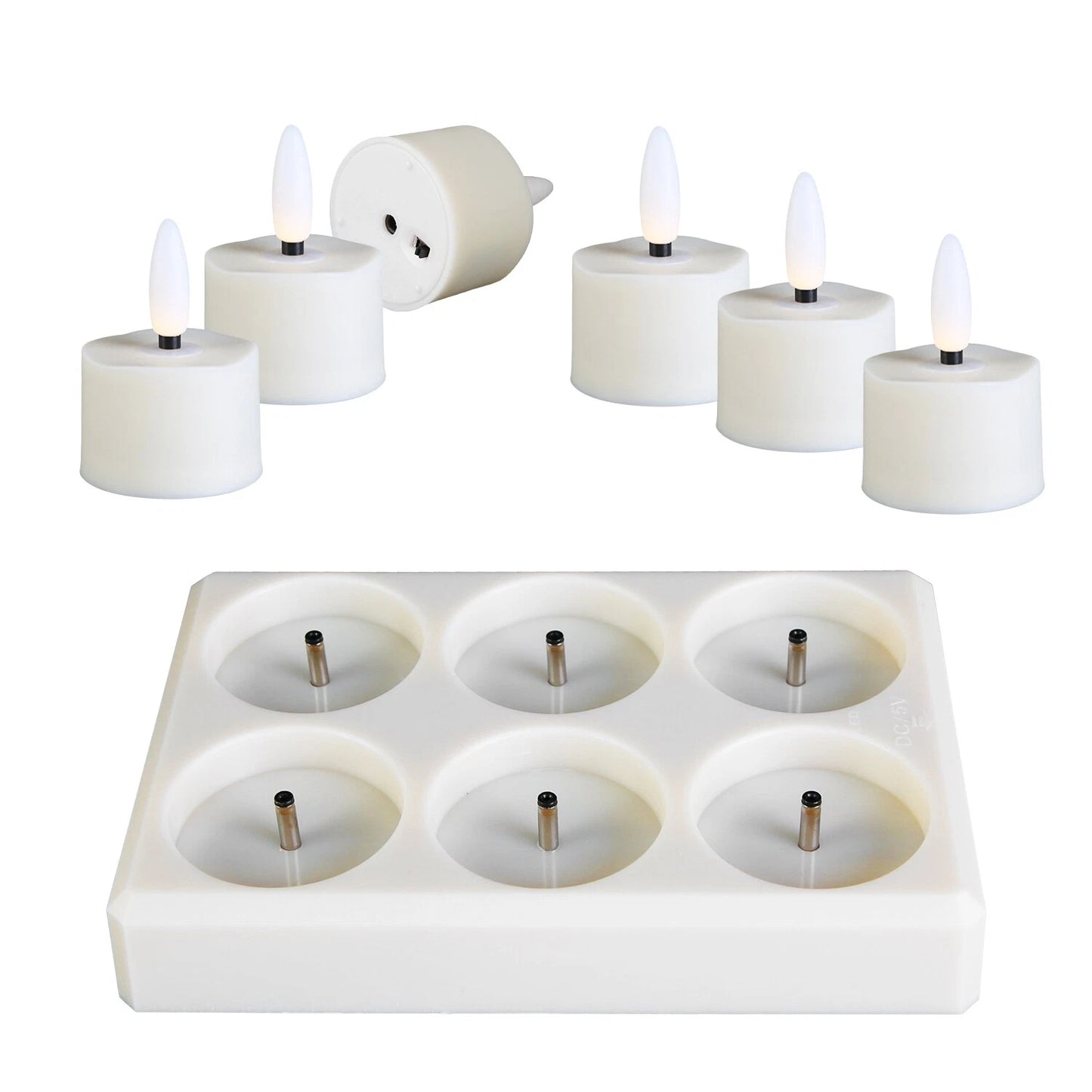 6-Pack Flameless Rechargeable LED Tea Lights with Remote & Timer