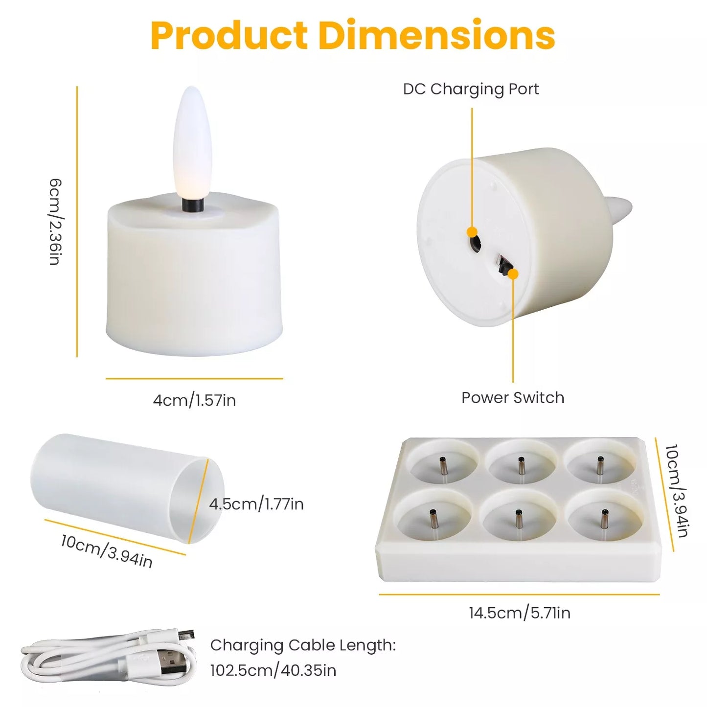 6-Pack Flameless Rechargeable LED Tea Lights with Remote & Timer