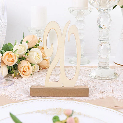 Home Collection Natural 20-Piece Wooden Table Numbers 1–20 with Bases