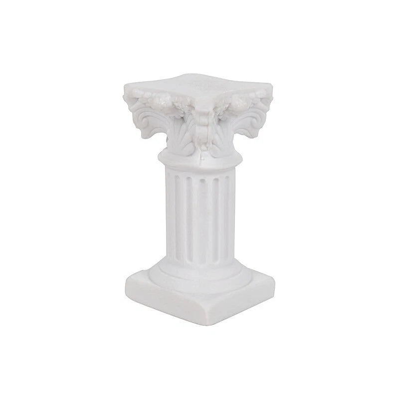 Home Collection 6-Piece White Resin Mini Roman Column Taper Candle Holders Set