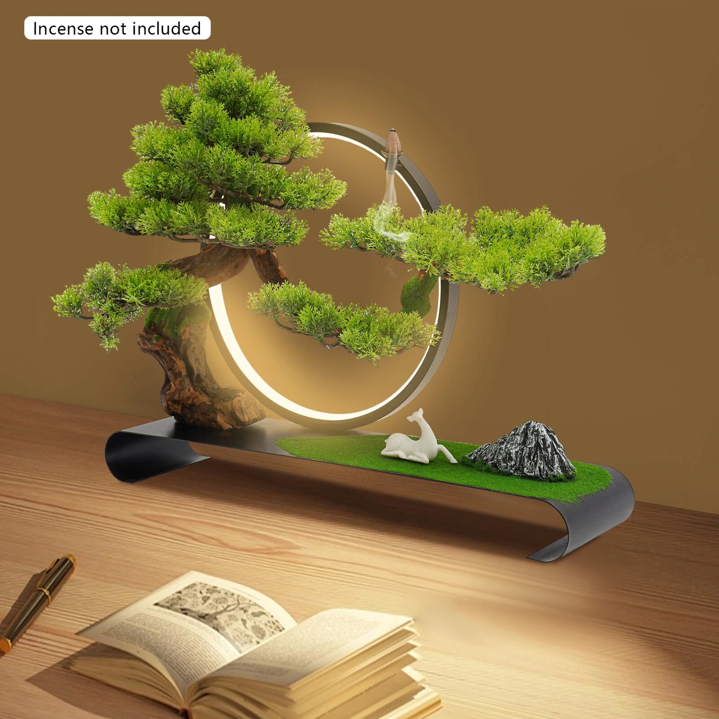 Zen Artificial Pine Tree with Lamp Ring Decoration