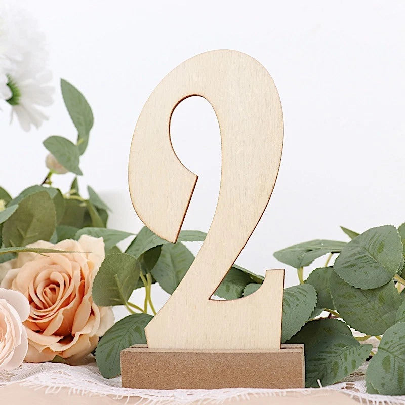 Home Collection Natural 20-Piece Wooden Table Numbers 1–20 with Bases