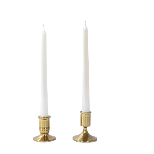 Set of 4 Gold Vintage Metal Taper Candle Holders