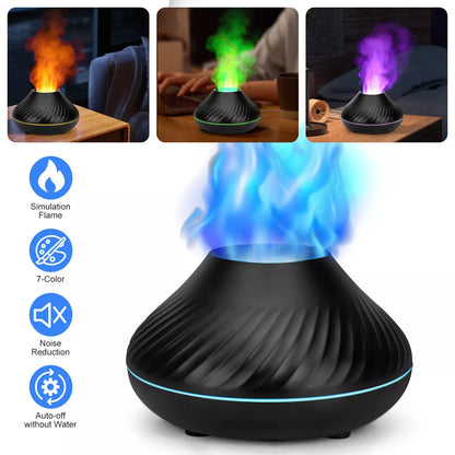 Essential Oil Ultrasonic Humidifier with 7-Color Flame Light