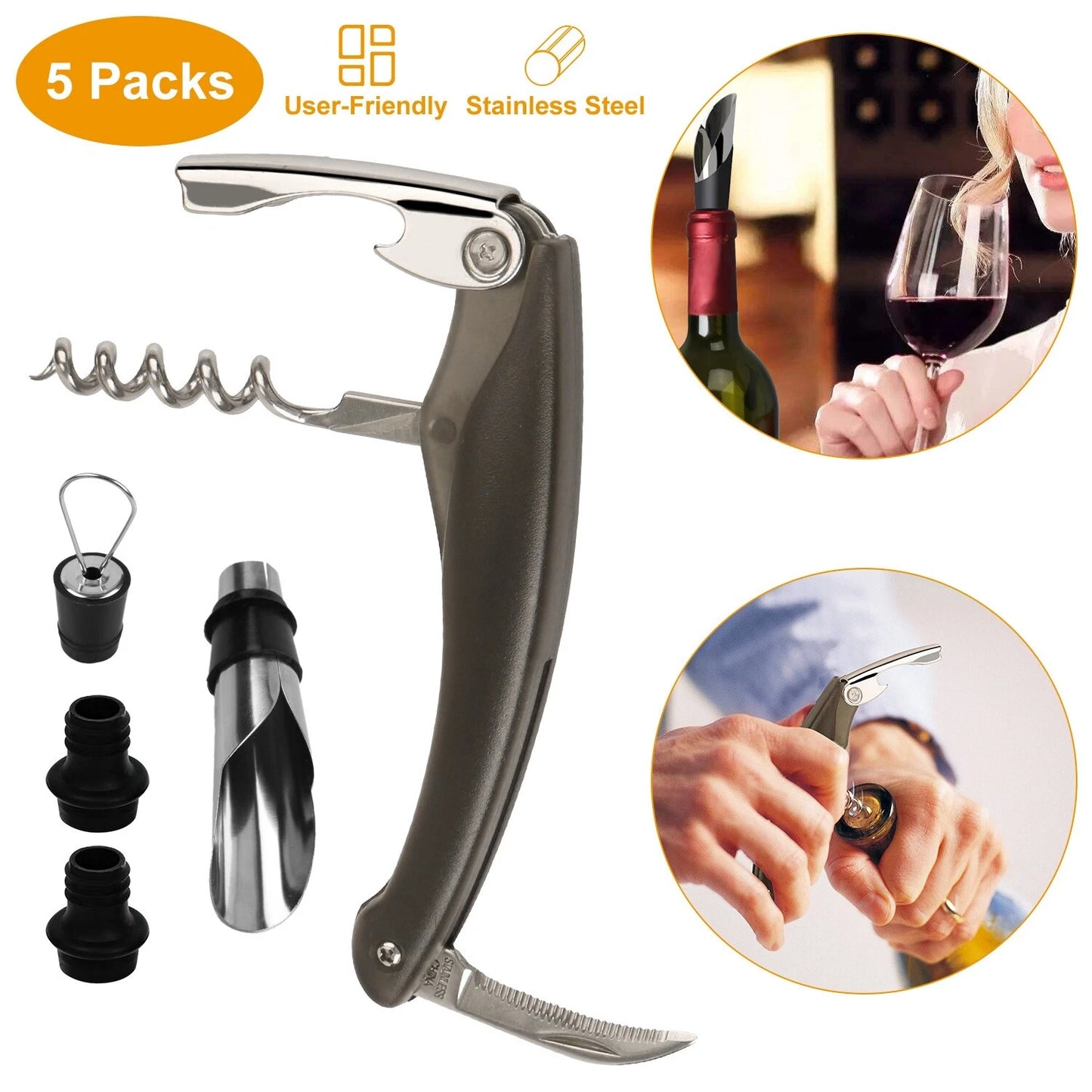 5-Piece Premium Wine Bottle Opener Set