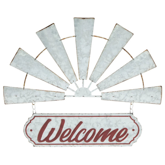 Rustic Farmhouse Welcome Sign with Windmill Design
