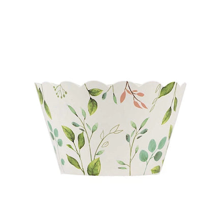 Home Collection 25 White & Green Eucalyptus Leaves Print Cupcake Liners