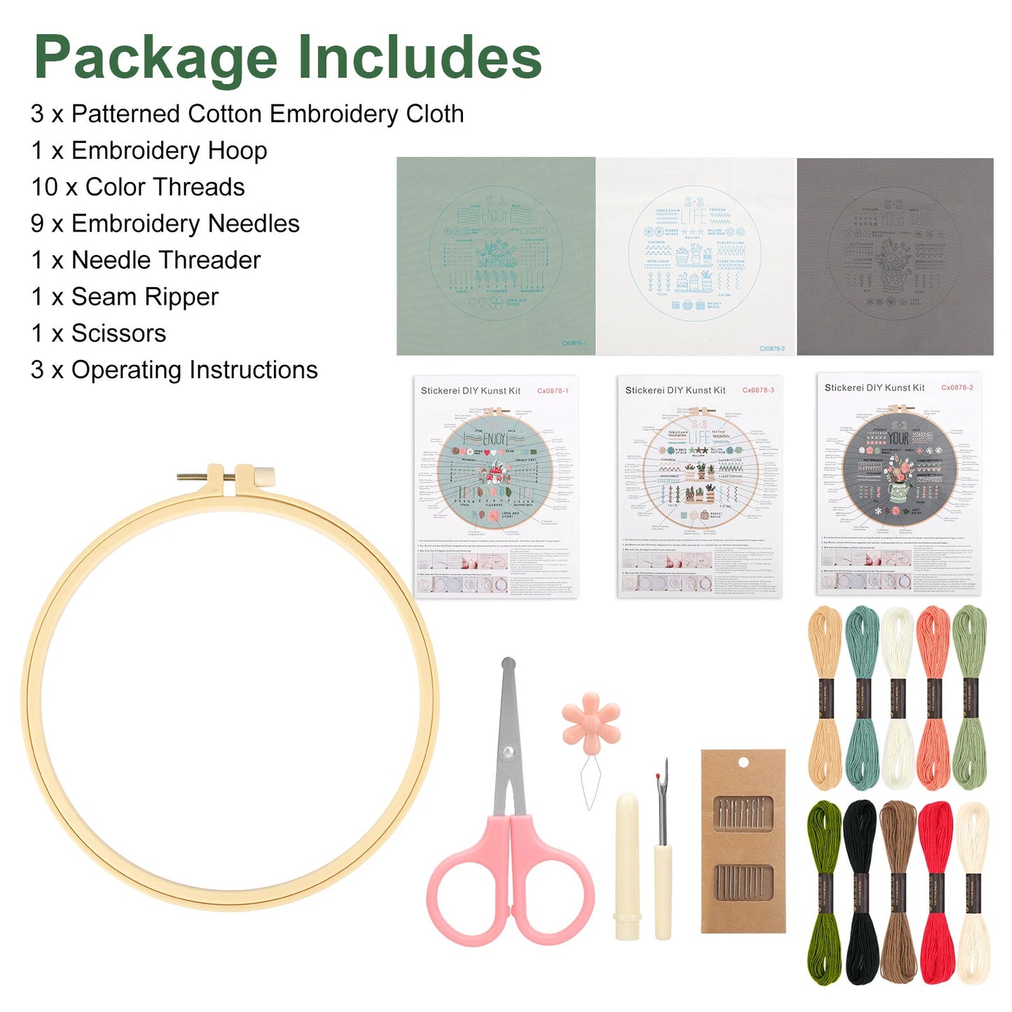 3 Sets Embroidery Kit
