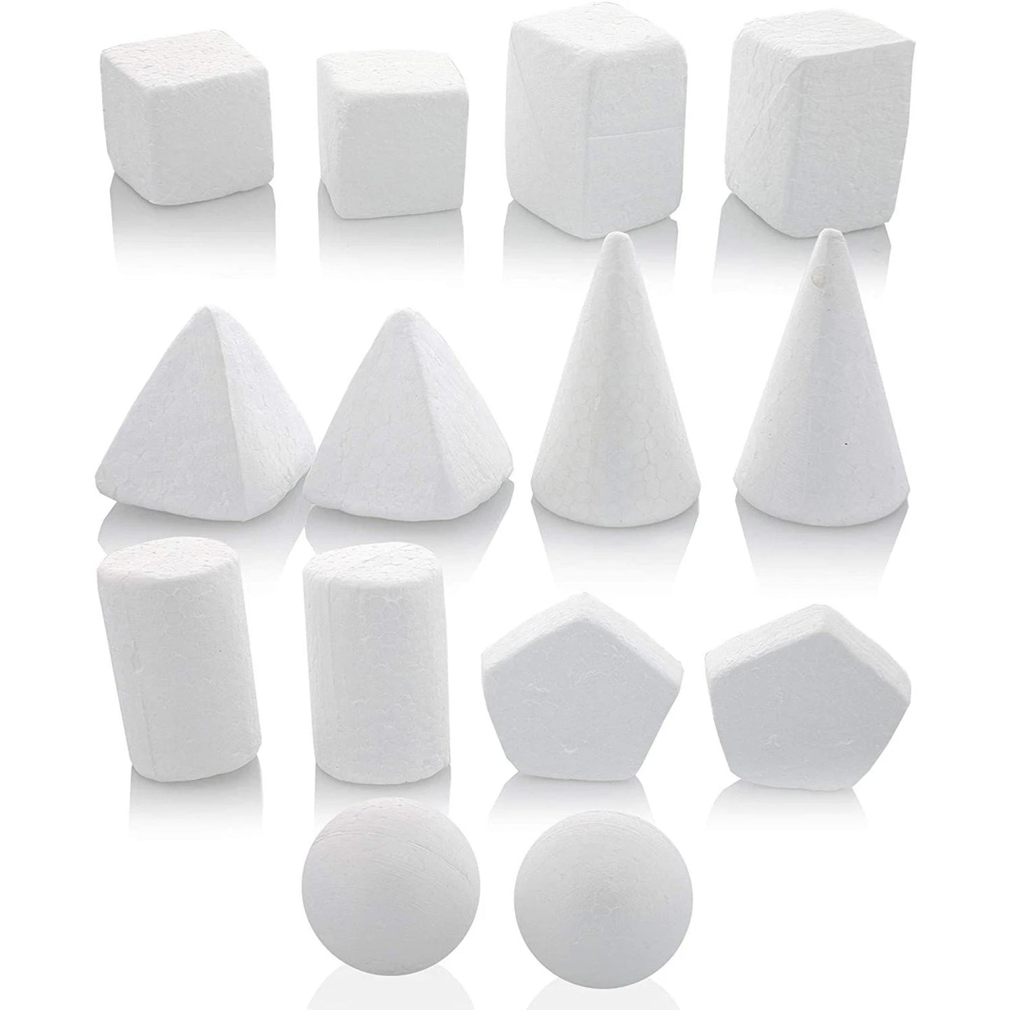 Home Collection 32-Pack White Foam Shapes, 8 Shapes Craft Foam Balls and Cones