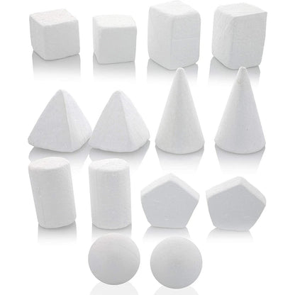 Home Collection 32-Pack White Foam Shapes, 8 Shapes Craft Foam Balls and Cones