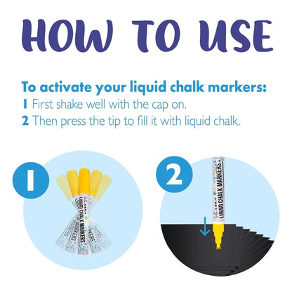 20-Pack Liquid Chalk Markers – Reversible Tip