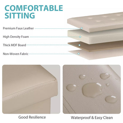 30-Inch Folding Storage Ottoman Bench