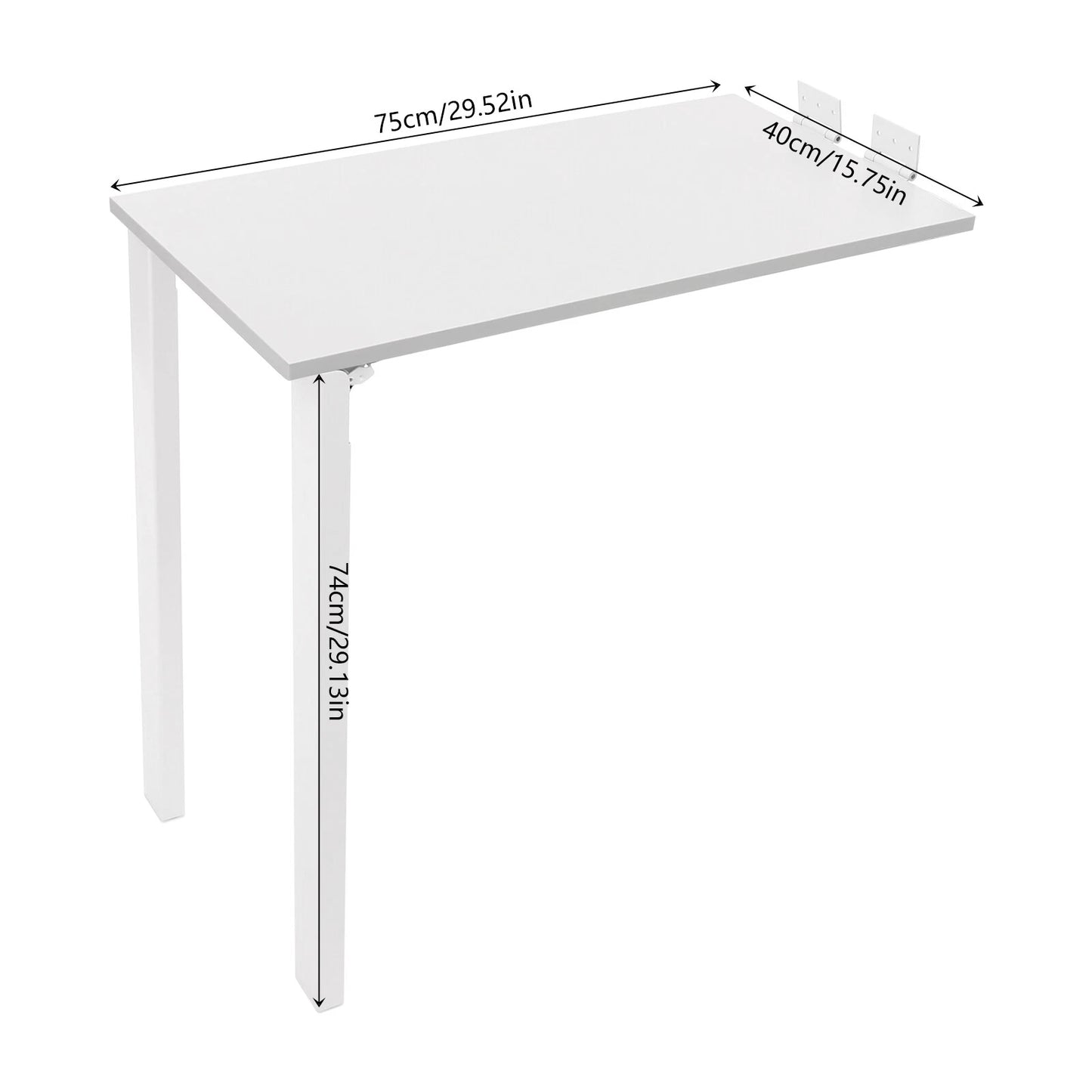 White Wall-Mounted Folding Dining Table – Wood