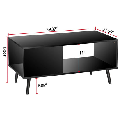 Industrial Coffee Table with Open Storage Shelf